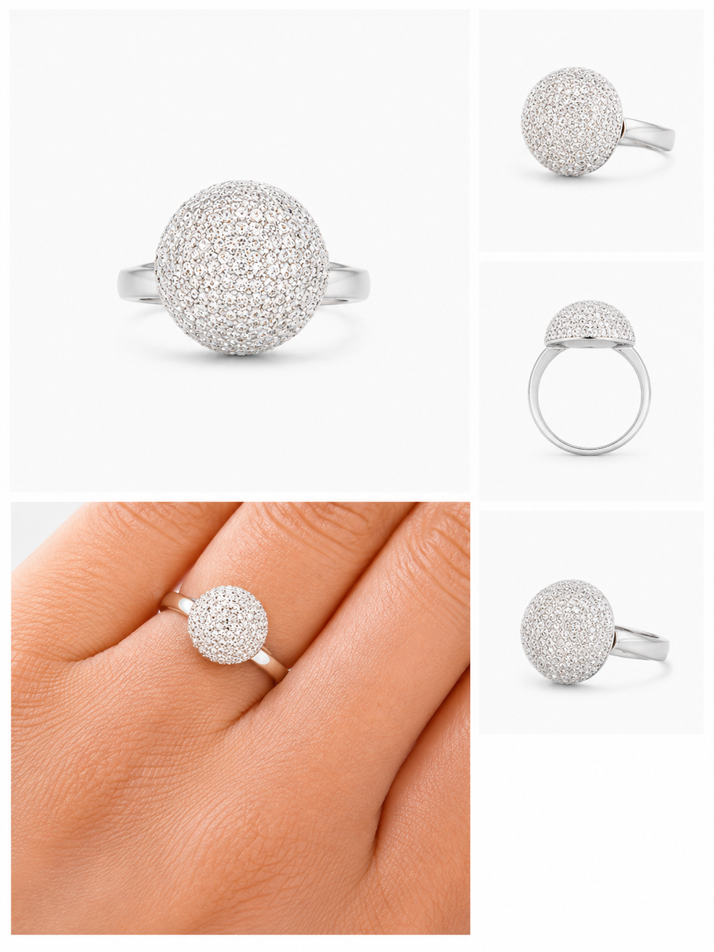 CALIENNA Sparkling Dome Silver Ring 1 of 1