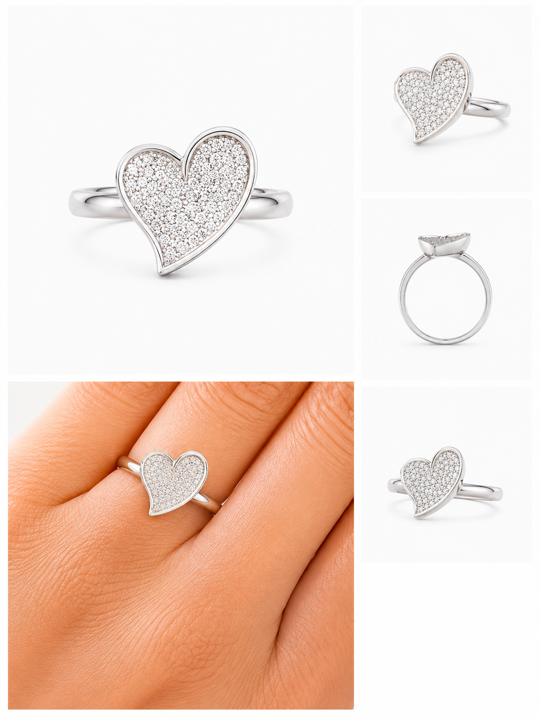 CALIENNA Sparkling Heart Silver Ring 1of1