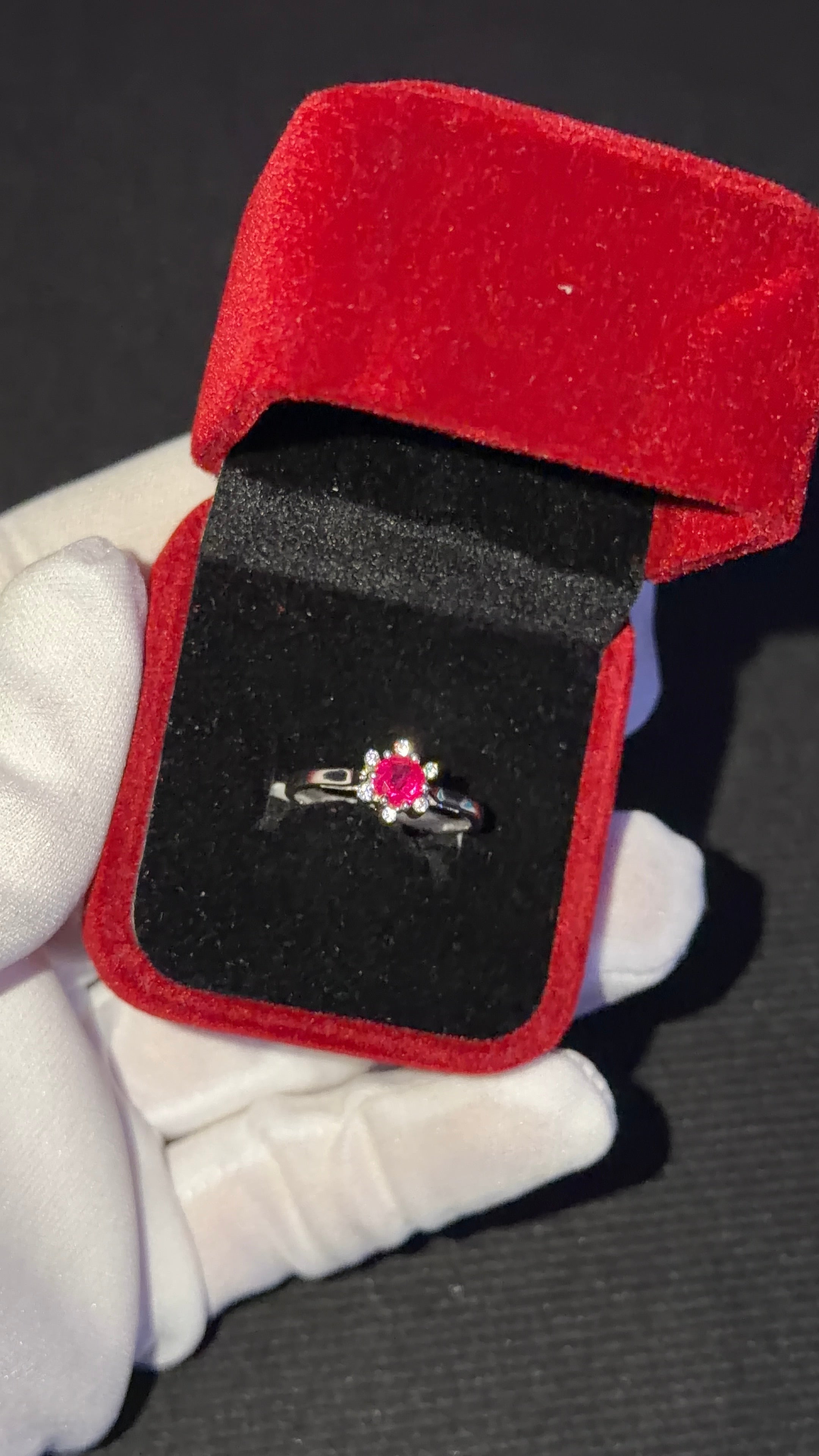 CALIENNA Ruby Blossom Silver Ring