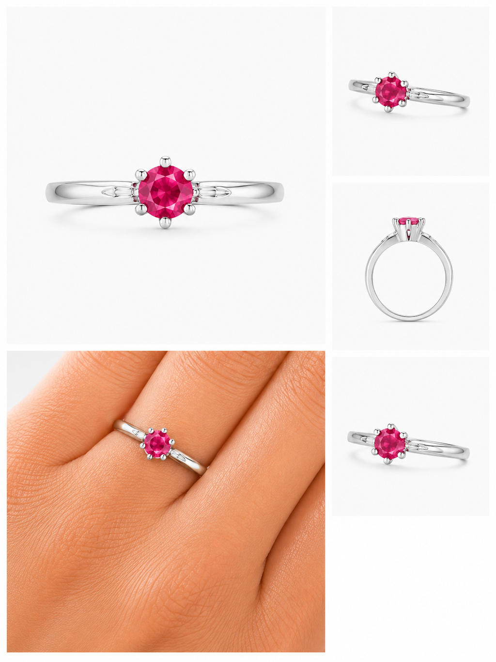 CALIENNA Ruby Blossom Silver Ring 1 of 1
