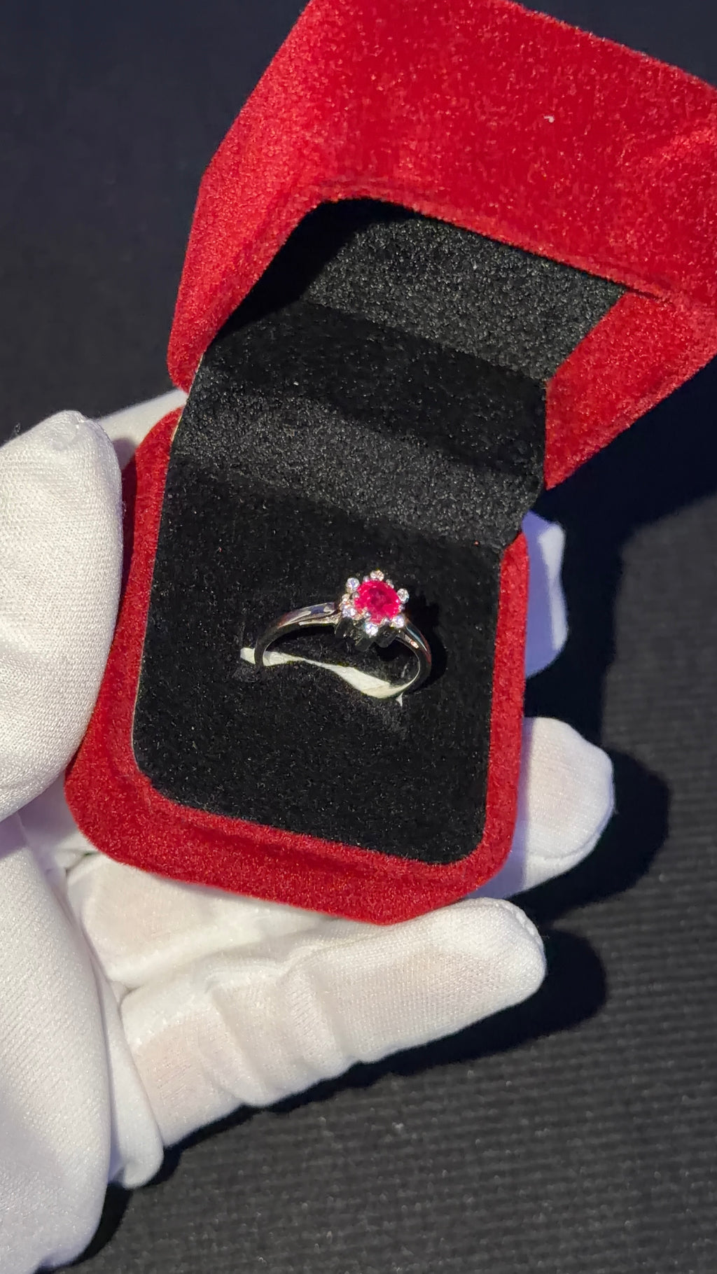 CALIENNA Ruby Blossom Silver Ring