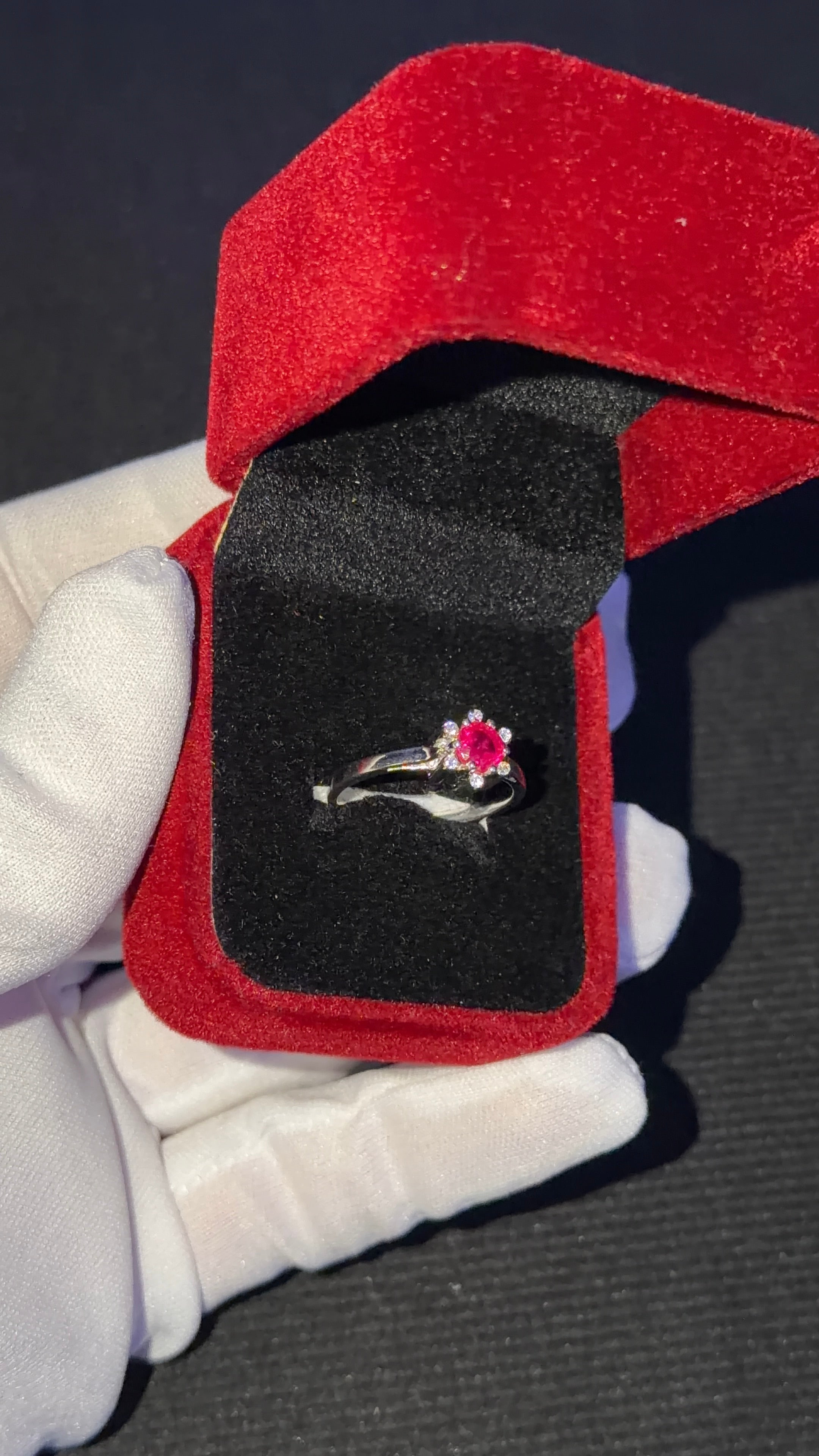 CALIENNA Ruby Blossom Silver Ring