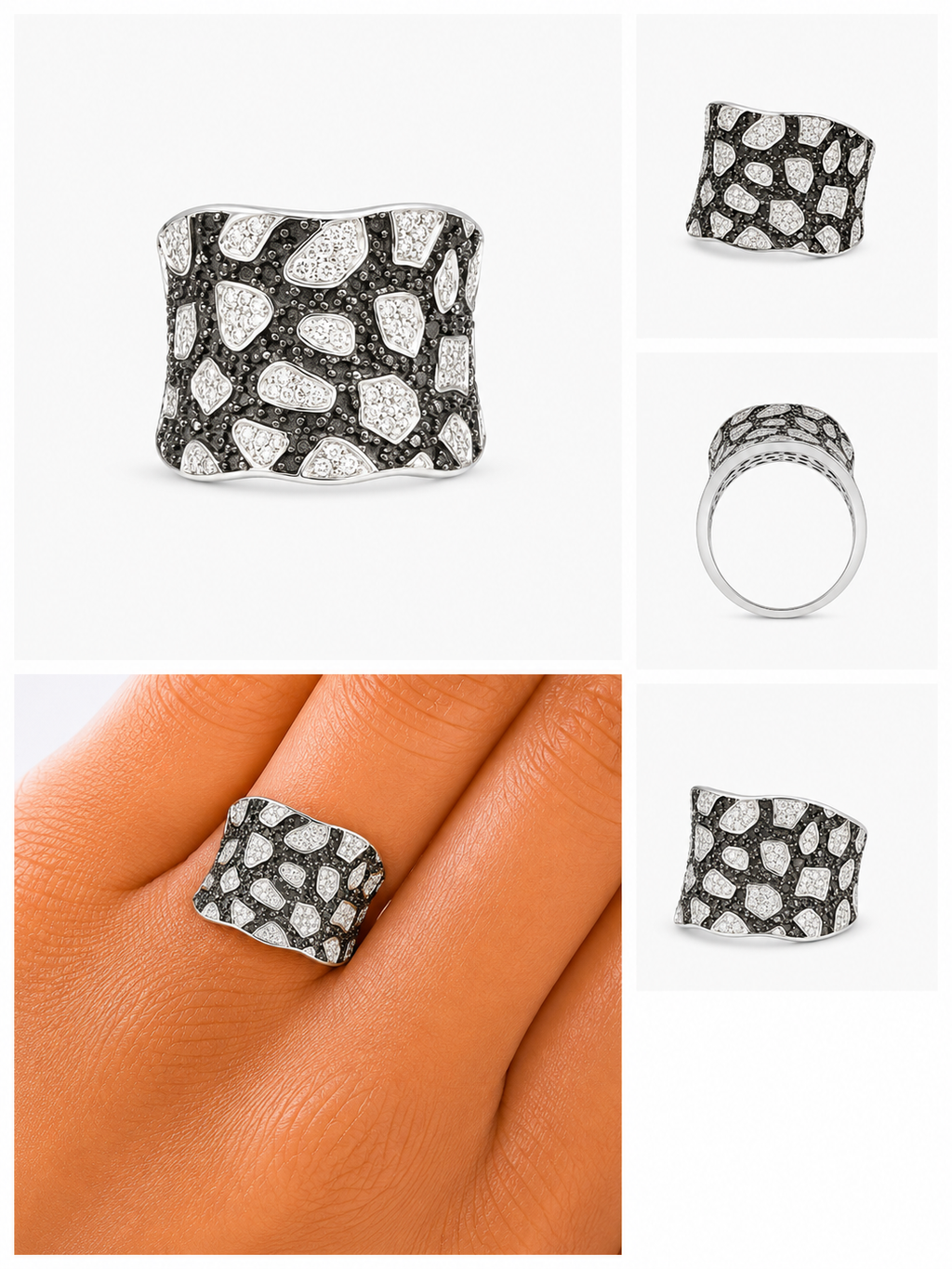 CALIENNA Luxury Silver Crystal Ring