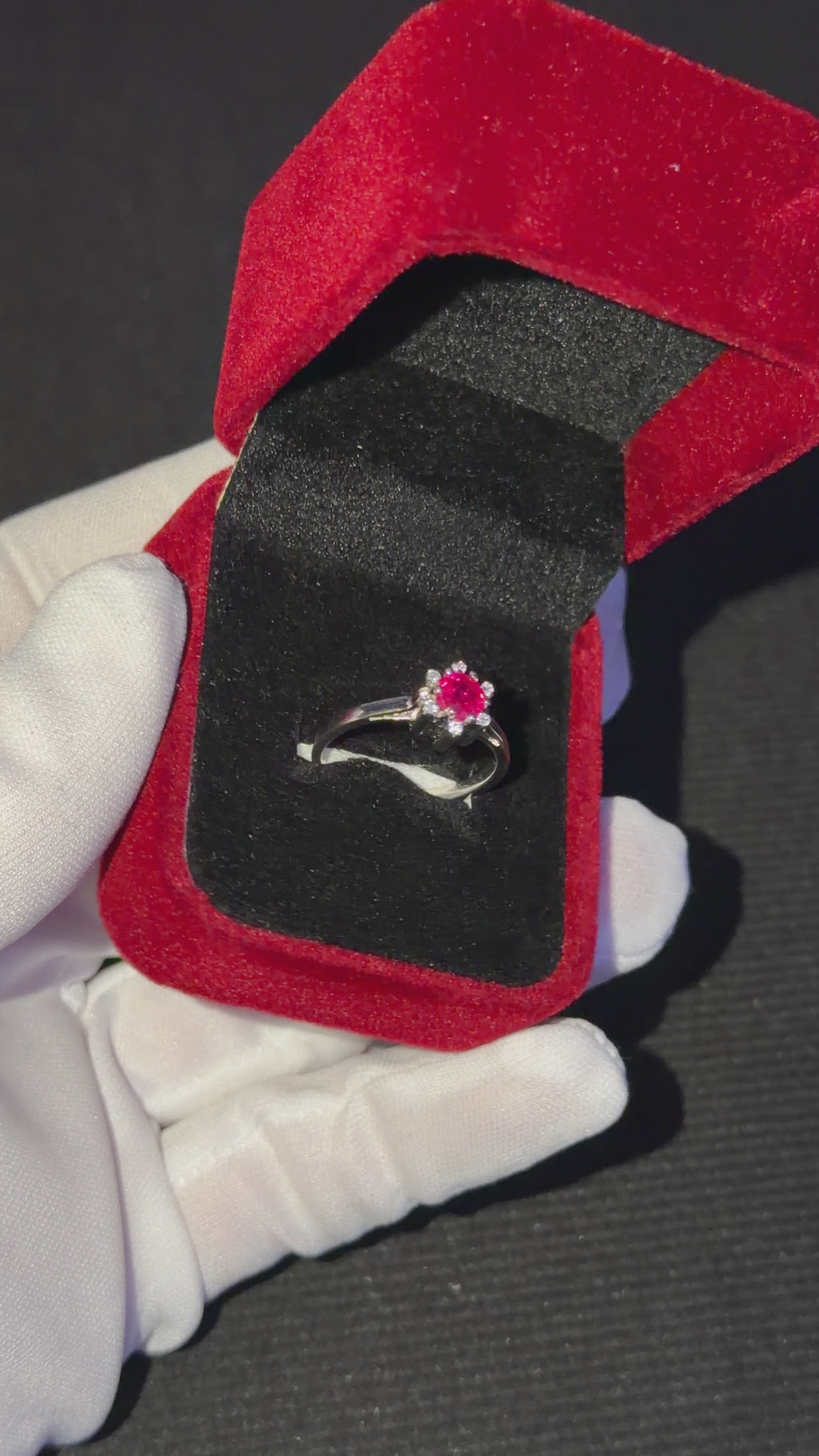 CALIENNA Ruby Blossom Silver Ring